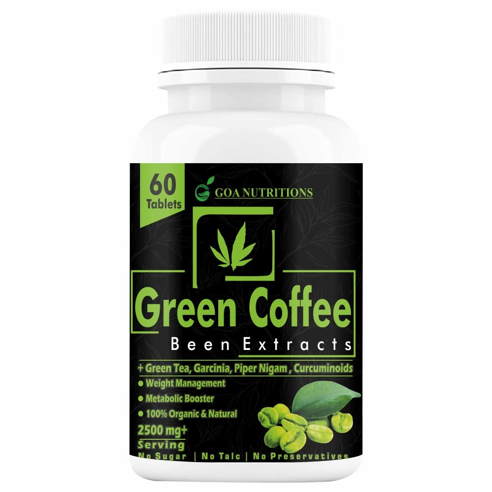 GOA NUTRITIONS Green Coffee Beans For weight loss, And Excess Fat Burn Fast Absorption -60 Tablets (Pack 1)