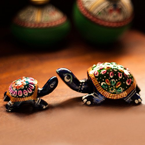 ExclusiveLane Meenakari Royal Blue Tortoise Set Handenamelled in Metal -Showpieces Curios Home Decorative Item