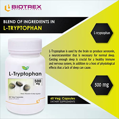 Biotrex Nutraceuticals L-Tryptophan 500mg - 60 Capsules