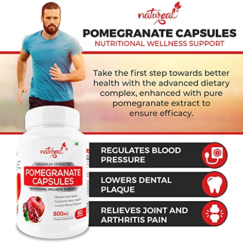 Natureal Pomegranate Extract for Cardiac & Circulatory Health | Anti-Inflammatory & Anti-Oxidant - 800mg180 Capsules (Pack of 3)