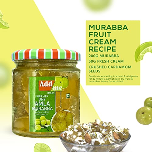 Add me Seed Less Dry Amla Murabba 200gm Without Sugar Syrup awla muraba Glass Jar 200gm