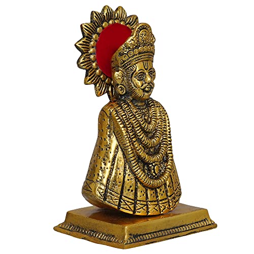 Baba Khatu Shyam ji Idol Statue Showpiece for Home and Pooja | Khatu Shyam Murti for Home and Car Dashboard (Gold, 6.5 Inches)