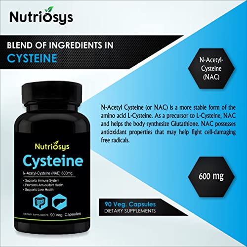 Nutriosys Cysteine 600mg (90 Veg Capsules) Pack of - 2