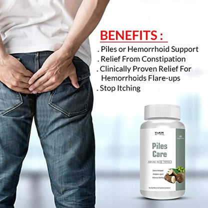 Vokin Biotech Piles Care Fast Relief Bavasir Hemorrhoid Support Piles (90 Capsules) Jimikand, Neem, Triphala