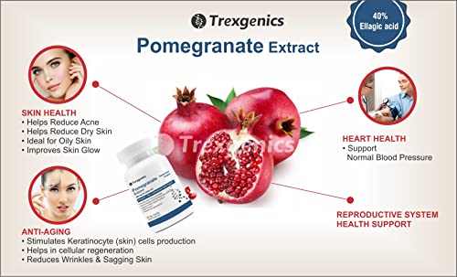 Trexgenics® Pomegranate Seed Extract 500 mg Antioxidant, Skin Care, Blood circulation, Cardiovascular Health Support (60 Vcaps)