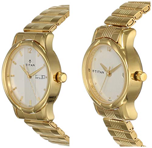 Titan Bandhan Analog Champagne Dial Couple Watch-NL15802490YM04