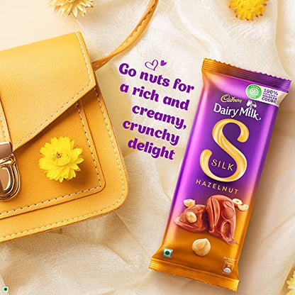 Cadbury Dairy Milk Silk Hazelnut 143g & Cadbury Dairy Milk Silk Roast Almond 143g Chocolate Bar , Pack of 4