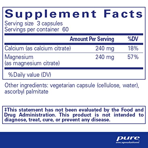 Pure Encapsulations Hypoallergenic Calcium Magnesium (Citrate) -180 Capsules