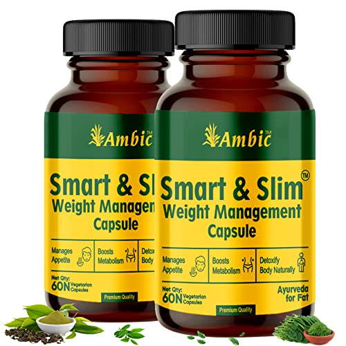 AMBIC SMART & SLIM Weight Loss Capsule I Ayurvedic Medicine for Healthy Weight Management | Garcinialu for Belly Fat, Hips & Thighs – 120 Veg Capsules
