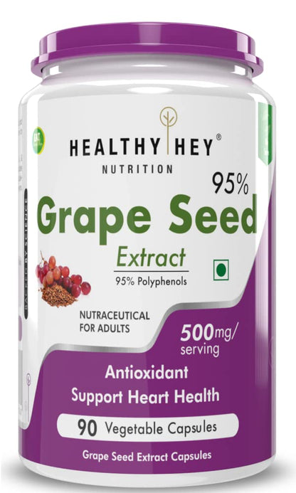 Healthyhey Nutrition Grape Seed Extract 500 Mg - 90 Veggie Caps (Pack Of 1)