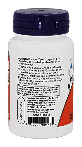 Now Foods, L-Theanine, Double Strength, 200 mg - 60 Veg Capsules