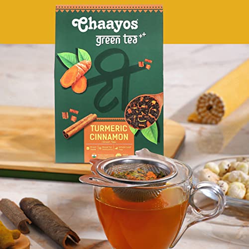 Chaayos Turmeric Cinnamon Green Tea | Whole Leaf Loose Tea - 100g [50 Cups]