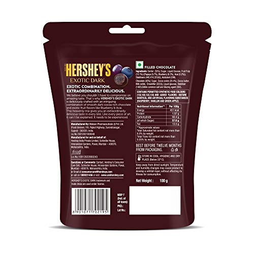 Hershey's Exotic Dark Chocolate Blueberry & Acai, 100 g (Pack of 3)