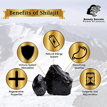 Beauty Secrets Pure Himalayan Ayurvedic Shudh Raw Shilajit Resin | Boosts Strength, Immunity, Focus | Purified and Filtered 20 Gms