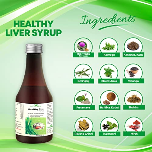 AAYURVEDYA Healthy Liver (Set of 2) Detox for Fatty Liver Syrup, Indigestion and for Healthy Liver Function, A Complete Liver Cleanser - 200 ml Each