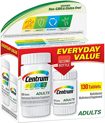 Centrum Adults Multivitamin And Multimineral Supplement 130 Tablet (For Travel & Home)
