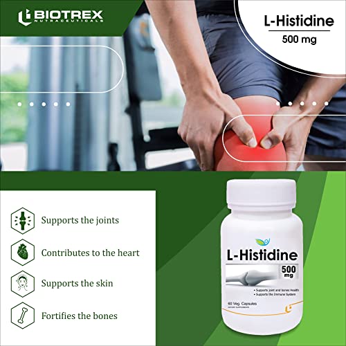 Biotrex Nutraceuticals L-Histidine 500mg | 60 Veg Capsules | Pack of 2