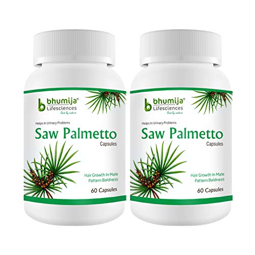 Bhumija Lifesciences Saw Palmetto Extract with Nettle Root Capsules (460 mg, 60 Capsules each) | Propful in Urinary Problems | DHT Blocker (Pack of 2)