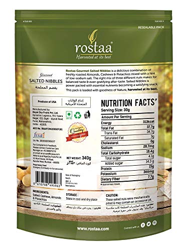 Rostaa Salted Nibbles (Mixed Dry Fruits/Party Mix), 340gm