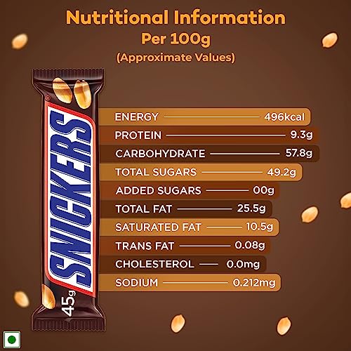 Snickers Chocolate Pack | Peanut Filled Chocolate Bars | Soft Nougat and Caramel | Chocolate Bar Pack | 45g (Pack of 24)