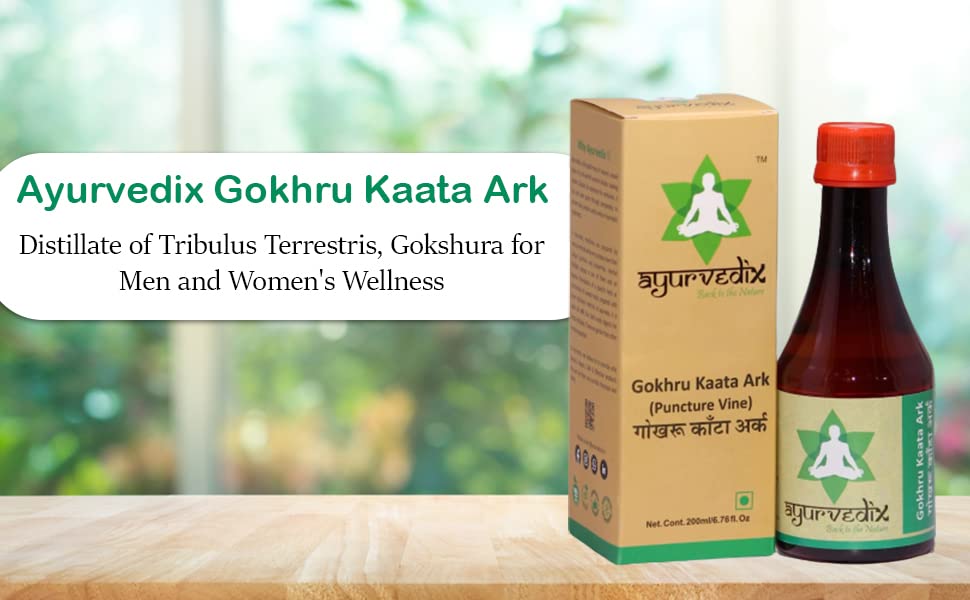 Ayurvedix Gokhru Kaata Ark | Gokshura Distillate for Kidney Stone, Urinary Disparity, PCOS | 200 ML (Pack of 1)