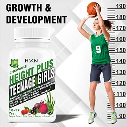 HXN Height Increase Medicine For Girls With Essential Amino Acid & Ayurvedic Growth Supplements To Help Long Bone Mineralisation -60 Tablets (Pack 1)