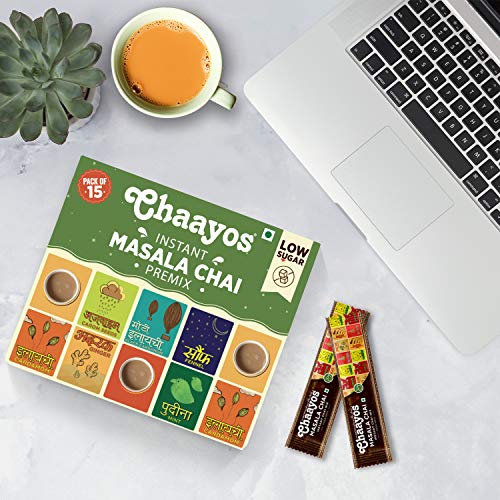 Chaayos Instant Tea Premix - Masala Flavour Tea (15 Sachets)