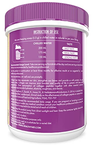 HealthyHey Nutrition Collagen Gold Series with Hyaluronic Acid, Biotin & Vitamin C For Skin, Hair & Nails (Cranberry, 200g)