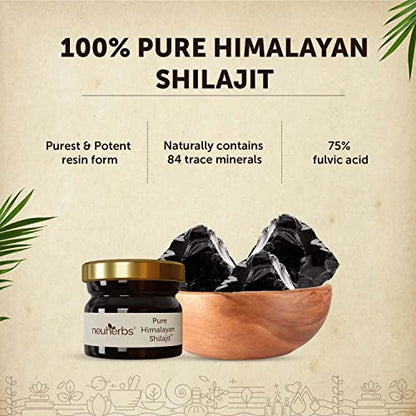 Neuherbs Pure & Original 100% Ayurvedic Himalayan Shilajit/Shilajeet Resin 30g With 75% Fulvic Acid - For Endurance, Stamina and strength | Lab Tested