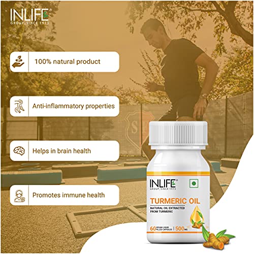 INLIFE Turmeric Oil Capsule, Faster Absorption than Extract, Antioxidant & Natural Detoxifier SuppleLiquid Filled Vegetarian Capsules (Pack of 2, 120)