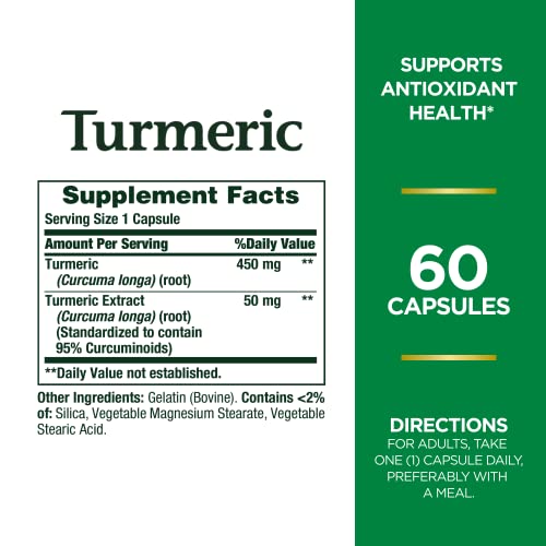 Nature's Bounty Turmeric/Curcumin, 60 Capsules, 450 Mg