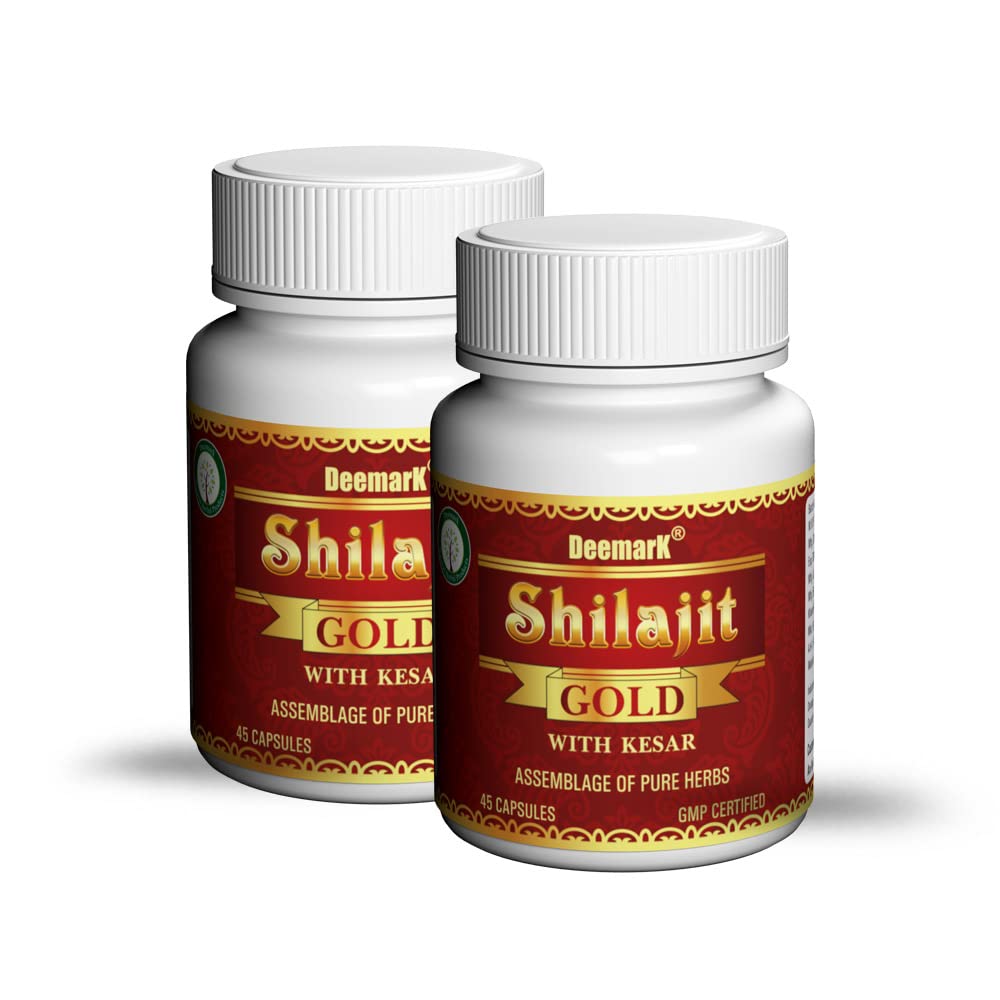 Deemark Shilajit Gold Capsules - Health Supplement for Men's | Ayurvedic | Improves Immunity & Strength | 45 Capsules Pack of 2