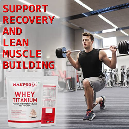 Nakpro TITANIUM TRI BLEND | 24g Protein, 5.4g BCAA | 1 Kg Cream Chocolate Flavour (30 Servings)