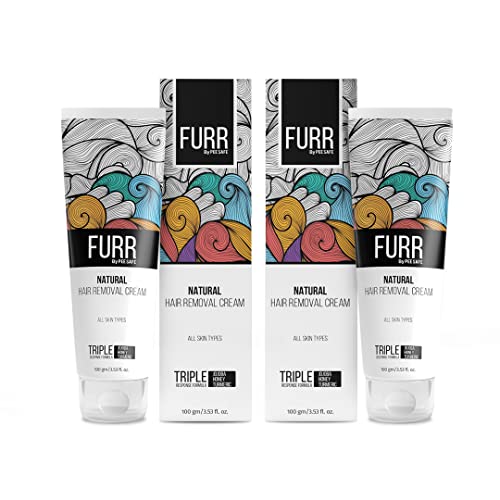 FURR Natural Hair Removal Cream 100gm | Removes Hair In 5 Min | For Men and Women | Suitable For All Skin Types | Pack Of 2