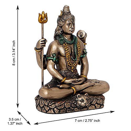 eCraftIndia Meditatin Lord Shiva Cold Cast Bronze Resin Decorative Figurine, Brown and Golden, One Size (UBKC240)