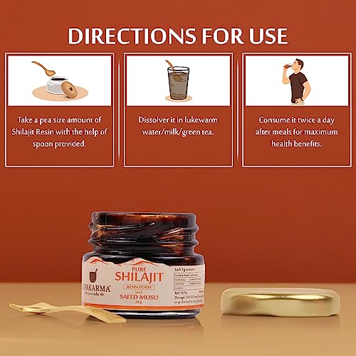 UPAKARMA Ayurveda 100% Ayurvedic, Original & Pure Shilajit/Shilajeet Resin Form with Safed Musli - 20g