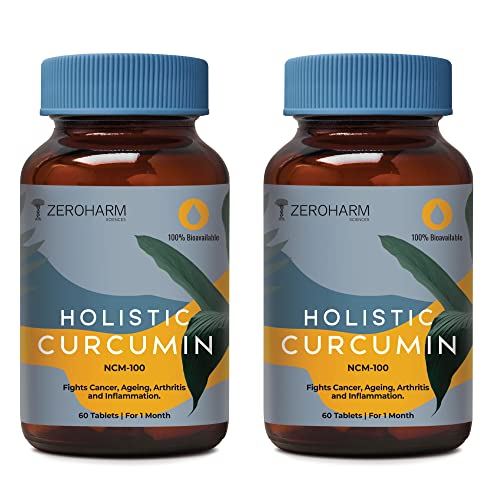 ZEROHARM Holistic Curcumin with Piperine 120 Tablets - 600mg with 95% Curcuminoids - Antioxidant & Apport, Anxiety & Stress Relief - 100% Bioavailable
