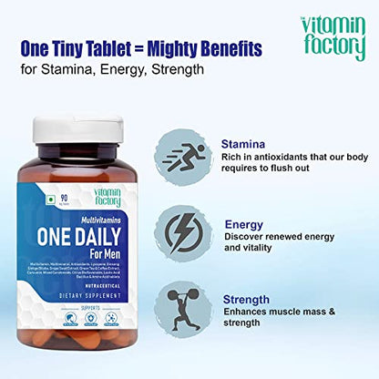 The Vitamin Factory Multivitamin For Men | Multimineral, Ginseng, Grape Seed Extract| Enhances Energy, Stamina, Boost Immunity- 60 Vegetable Tablet