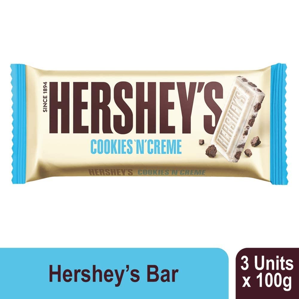 HERSHEY'S Cookies 'N' Creme Bar | Delicious Crunchy Delights 100g - Pack of 2