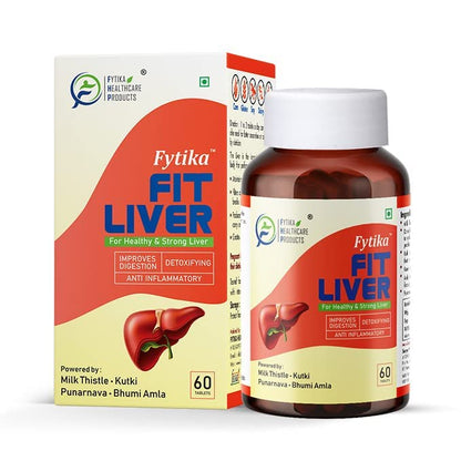 FYTIKA Fit Liver For Healthy and Strong Liver - Enriched with Milk thistle 200mg, Kutki 50mg, Punarn 25mg, Bhumi Amla 25mg and Probiotics | 60 Tablets