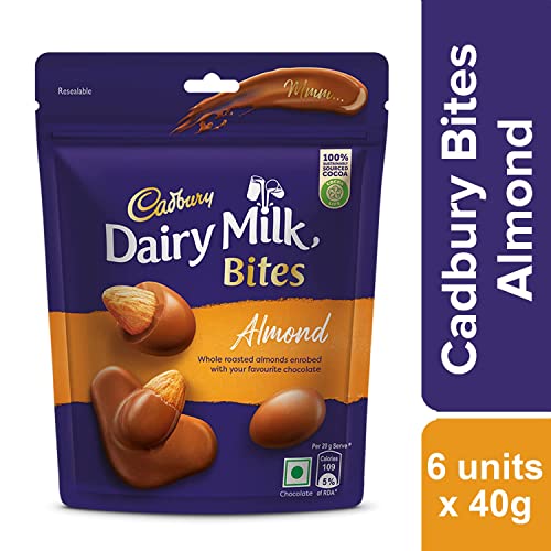 Cadbury Dairy Milk Bites- Almonds, 40g - Pack of 6