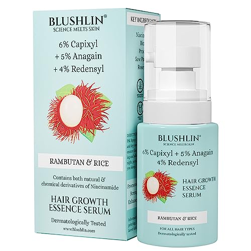 BLUSHLIN Hair Growth Serum with 3% Redensyl, 6% Capixyl & 5% Anagain with Rosemary Oil | Hair Serum r Fall & frizz | Hair Serum For Women & Men | 30ml