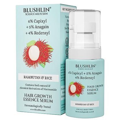 BLUSHLIN Hair Growth Serum with 3% Redensyl, 6% Capixyl & 5% Anagain with Rosemary Oil | Hair Serum r Fall & frizz | Hair Serum For Women & Men | 30ml