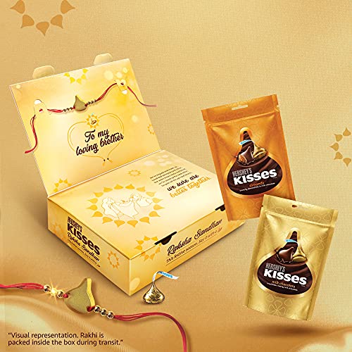 Hershey's Kisses Chocolate Rakhi Gift Pack -Almond & Milk Variant | with Special Kisses-Shaped Rakhii|| Celebration Gift Pack for Rakshabandhan, 200 g