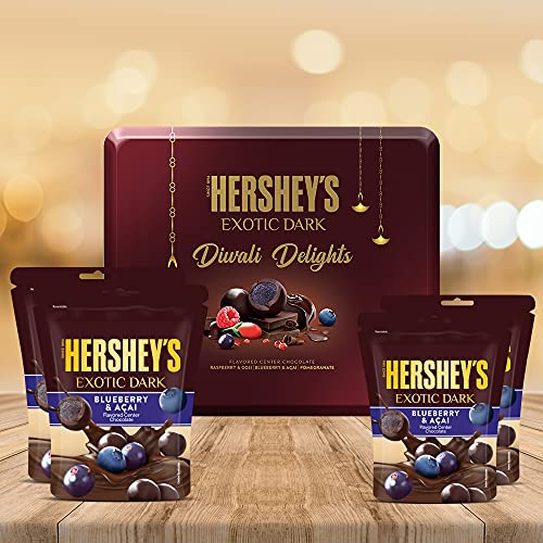 HERSHEY'S Exotic Dark - Diwali Delights Gift Pack Blueberry & Acai 266g, Chocolate