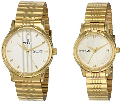 Titan Bandhan Analog Champagne Dial Couple Watch-NL15802490YM04