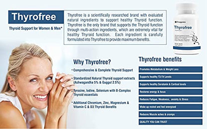 Trexgenics  THYROFREE Comprehensive Thyroid Support with Ashwagandha 5%, Natural Herbs, Tyrosine, MaSelenium & Chromium (60 Veg. Capsules) (Pack of 2)