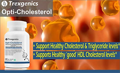 Trexgenics Opti-Cholesterol Support 3X Herbs, Cardiovascular, Blood Pressure, Triglycerides Support Vegan & Non-Gmo (60 Veg Capsules)
