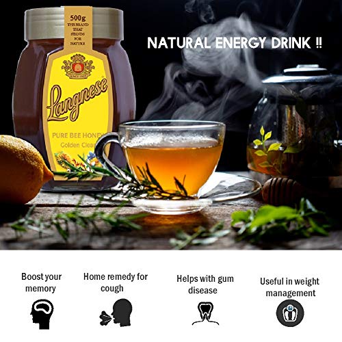 Langnese 100% Pure Golden Clear Honey, 500 g, Raw Bee Honey from Langnese Germany