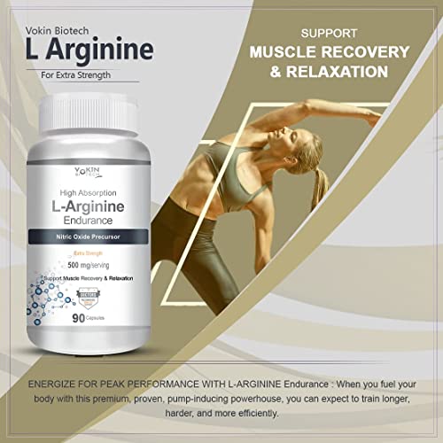 Vokin Biotech L-Arginine 500mg,Support Muscle Recovery & Relaxation, 90 Capsules